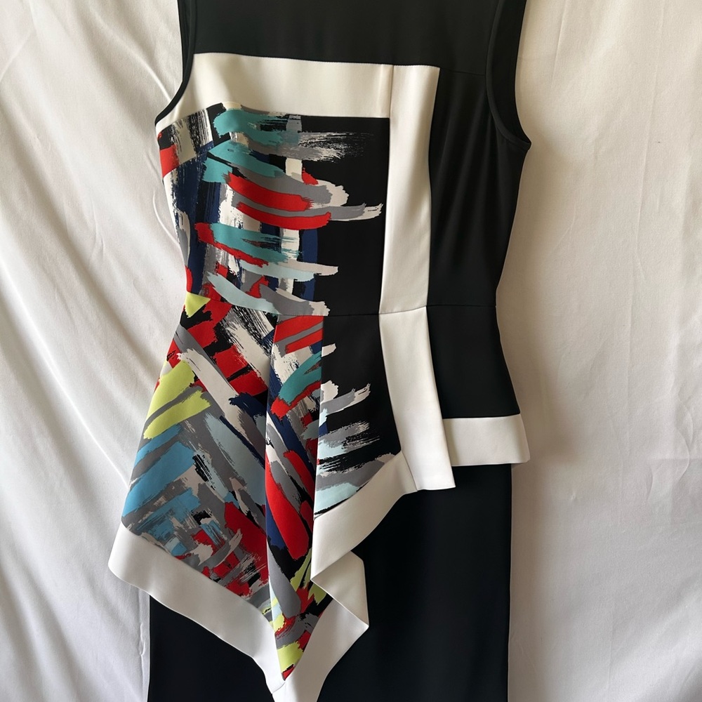 BCBGMaxAzria Black Dress with Colorful Brushstroke Design